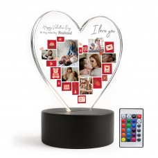 Happy Valentines Gift For Husband Photo Collage With LED Light
