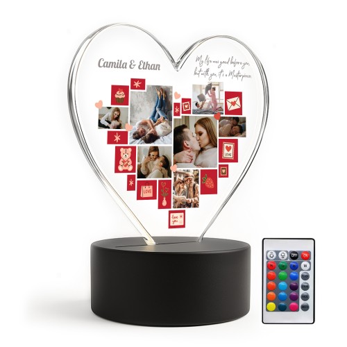 Personalised Couple Gift Photo Collage Night With With LED Gift