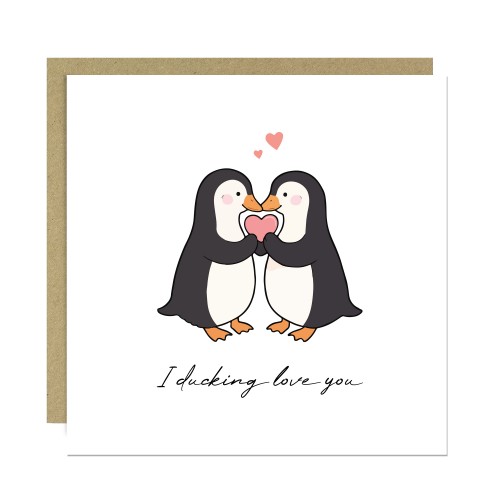Valentines Card Valentines Day Card I Ducking Love You Card