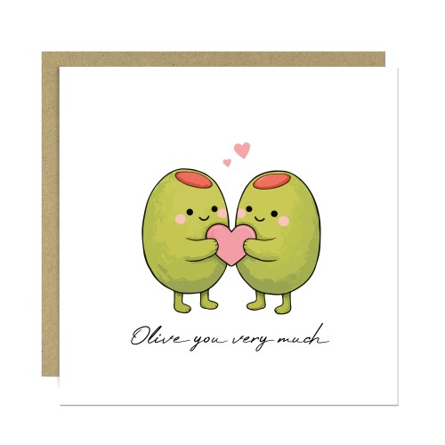 Funny Valentines Day Card Olive You So Much Card For Wife
