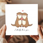 Funny Valentines Day Card Otterly Love You Card For Husband Wife