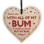 Funny Valentines Day Card with Wood Heart Keepsake Gift