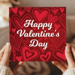 Valentines Card for Her Him Red Hearts Valentine's Day Card