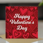 Valentines Card for Her Him Red Hearts Valentine's Day Card