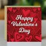 Valentines Card for Her Him Red Hearts Valentine's Day Card