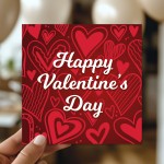 Valentines Card for Her Him Red Hearts Valentine's Day Card