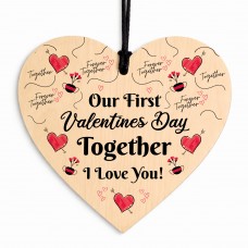 Our First Valentines Day Together Gift Wooden Heart Plaque