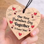 Our First Valentines Day Together Gift Wooden Heart Plaque
