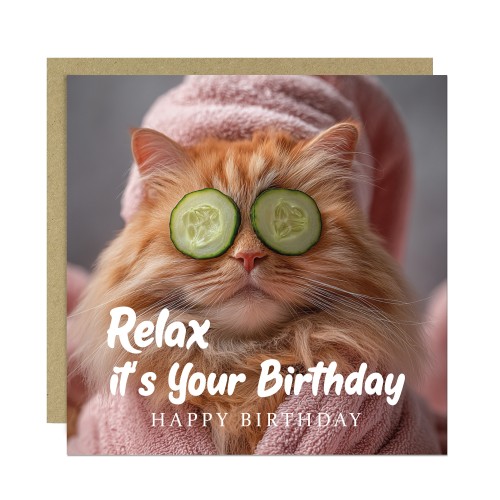 Hilarious Birthday Card Relax Its Your Birthday Cat Card For Her
