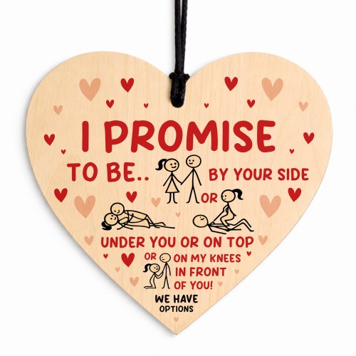 Rude Gift For Valentines Birthday Anniversary Wooden Heart Funny