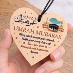 Umrah Mubarak Kaaba Wooden Heart Hanging Plaque Gift For Friends