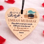 Umrah Mubarak Kaaba Wooden Heart Hanging Plaque Gift For Friends