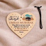 Umrah Mubarak Kaaba Wooden Heart Hanging Plaque Gift For Friends