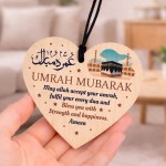 Umrah Mubarak Kaaba Wooden Heart Hanging Plaque Gift For Friends