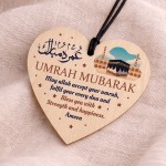 Umrah Mubarak Kaaba Wooden Heart Hanging Plaque Gift For Friends