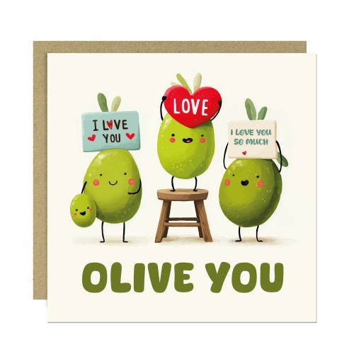Happy Annniversary Card OLIVE YOU Valentines Day Romantic Card
