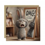 Funny Birthday Card for Men OMG Grey Hare Hilarious Card