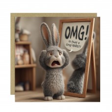 Funny Birthday Card for Men OMG Grey Hare Hilarious Card