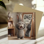 Funny Birthday Card for Men OMG Grey Hare Hilarious Card