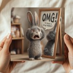 Funny Birthday Card for Men OMG Grey Hare Hilarious Card