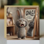Funny Birthday Card for Men OMG Grey Hare Hilarious Card