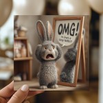 Funny Birthday Card for Men OMG Grey Hare Hilarious Card