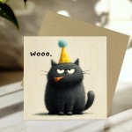 Funny Cat Birthday Card Woo Grumpy Cat Card Sarcastic Card