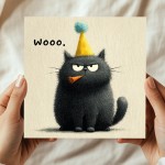 Funny Cat Birthday Card Woo Grumpy Cat Card Sarcastic Card