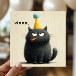 Funny Cat Birthday Card Woo Grumpy Cat Card Sarcastic Card