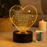 Heart LED Night Light Acrylic Lamp Gift Valentines Day