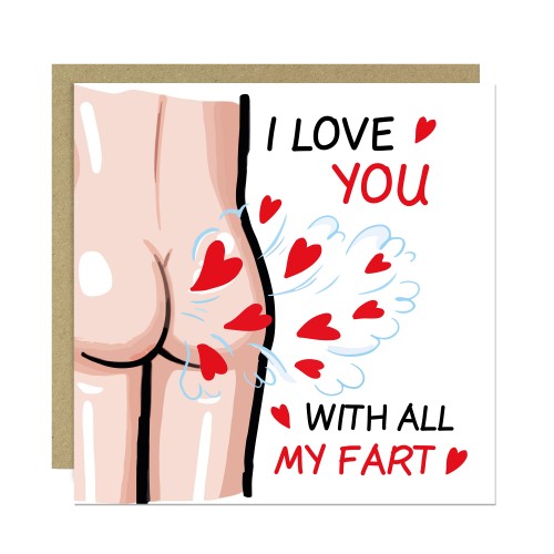 Funny Anniversary Card Love You with All My Fart Valentines Card Funny Anniversary Card Love You with All My Fart Valentines Card