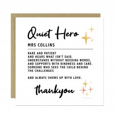 Card For Teacher Personalised Thank You Card Quiet Hero