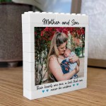 Mother And Son Brick Photo Block Personalised Gift for Mummy