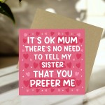 Humorous Card For Mothers Day Joke Card For Mum Birthday Card