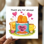Thank You For Always Bean There Funny Thank You Card Thank You For Always Bean There Funny Thank You Card