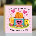 Mothers Day Card Thank You For Always Bean There Thank You Card
