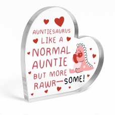 Gift for Auntie Handmade Heart Plaque Auntiesaurus Rawrsome Gift