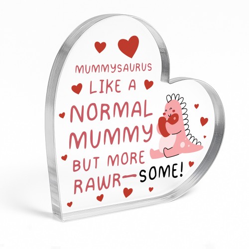 Gift for Mummy Handmade Heart Plaque Mummysaurus Rawrsome Gift