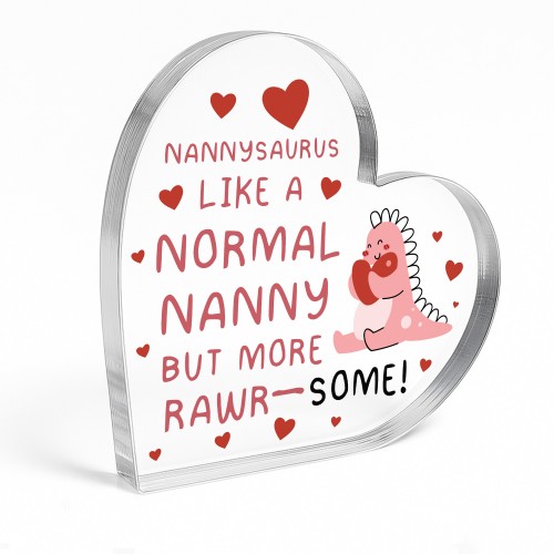 Gift for Nanny Handmade Heart Plaque Nannysaurus Rawrsome Gift