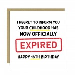 Funny 18th Birthday Card for Him Her Expired Childhood Funny