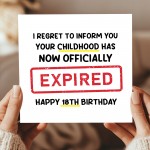 Funny 18th Birthday Card for Him Her Expired Childhood Funny