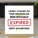 Funny 18th Birthday Card for Him Her Expired Childhood Funny