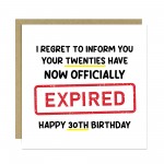 Funny 30th Birthday Card for Him Her Expired Birthday Card