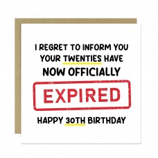 Funny 30th Birthday Card for Him Her Expired Birthday Card