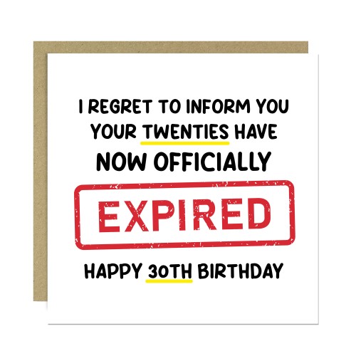 Funny 30th Birthday Card for Him Her Expired Birthday Card