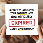 Funny 30th Birthday Card for Him Her Expired Birthday Card