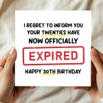 Funny 30th Birthday Card for Him Her Expired Birthday Card