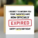 Funny 30th Birthday Card for Him Her Expired Birthday Card
