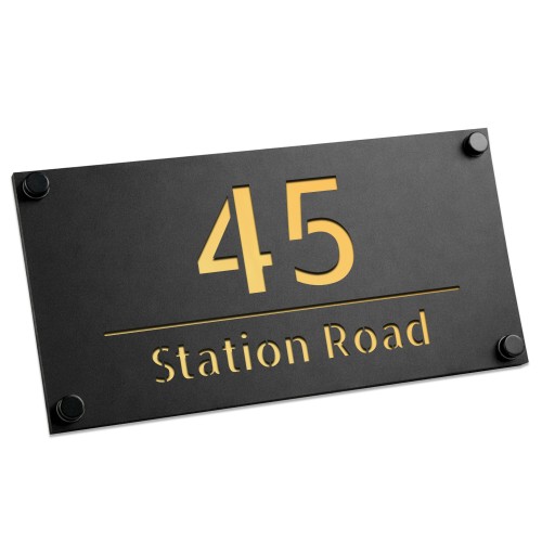 Number Signs Personalised House Door Plaque Matt Black Gold Number Signs Personalised House Door Plaque Matt Black Gold