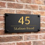 Number Signs Personalised House Door Plaque Matt Black Gold Number Signs Personalised House Door Plaque Matt Black Gold